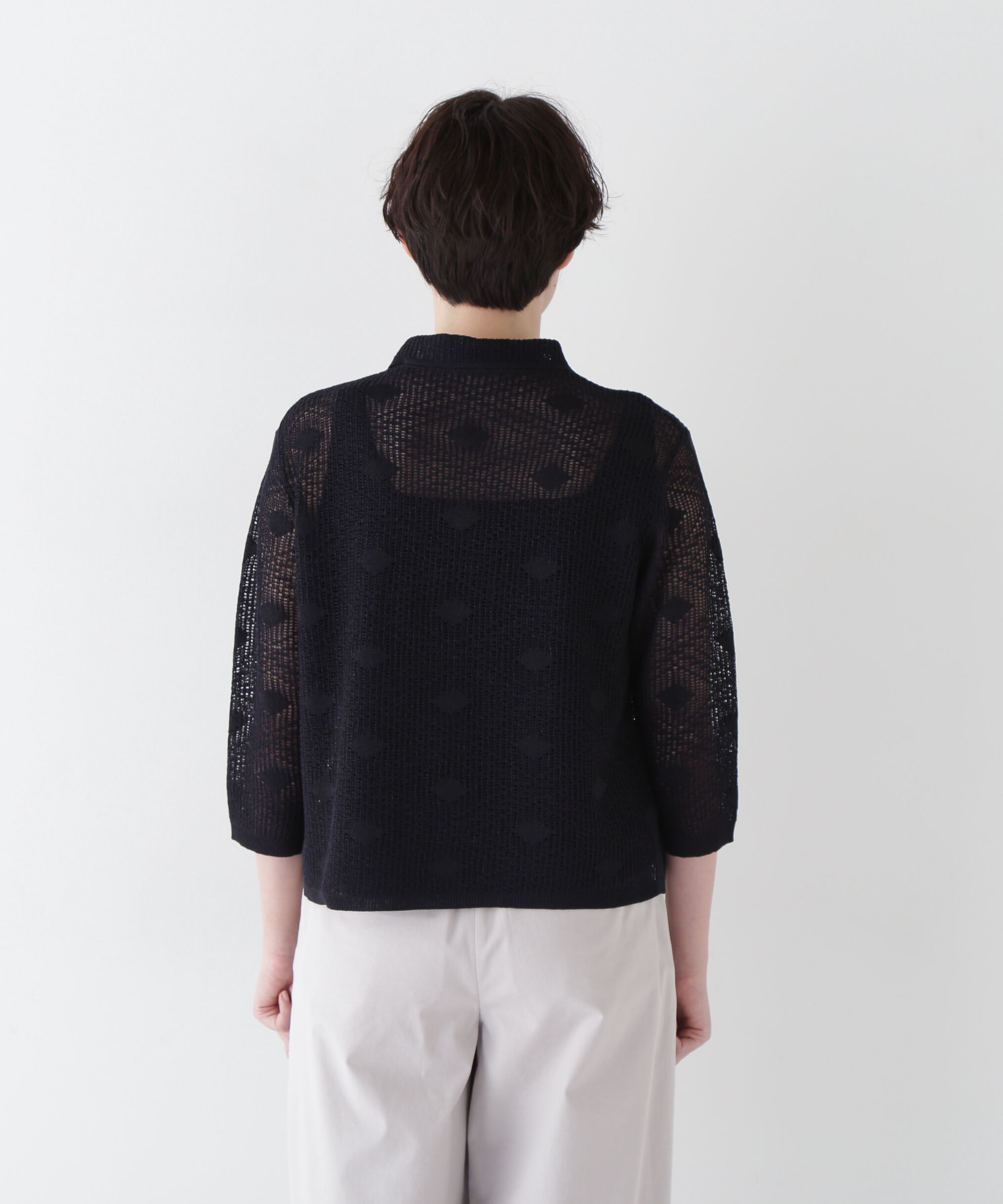  「◆【ウォッシャブル】ラメメッシュオープンカラーカーディガン」|ニット・セーター|