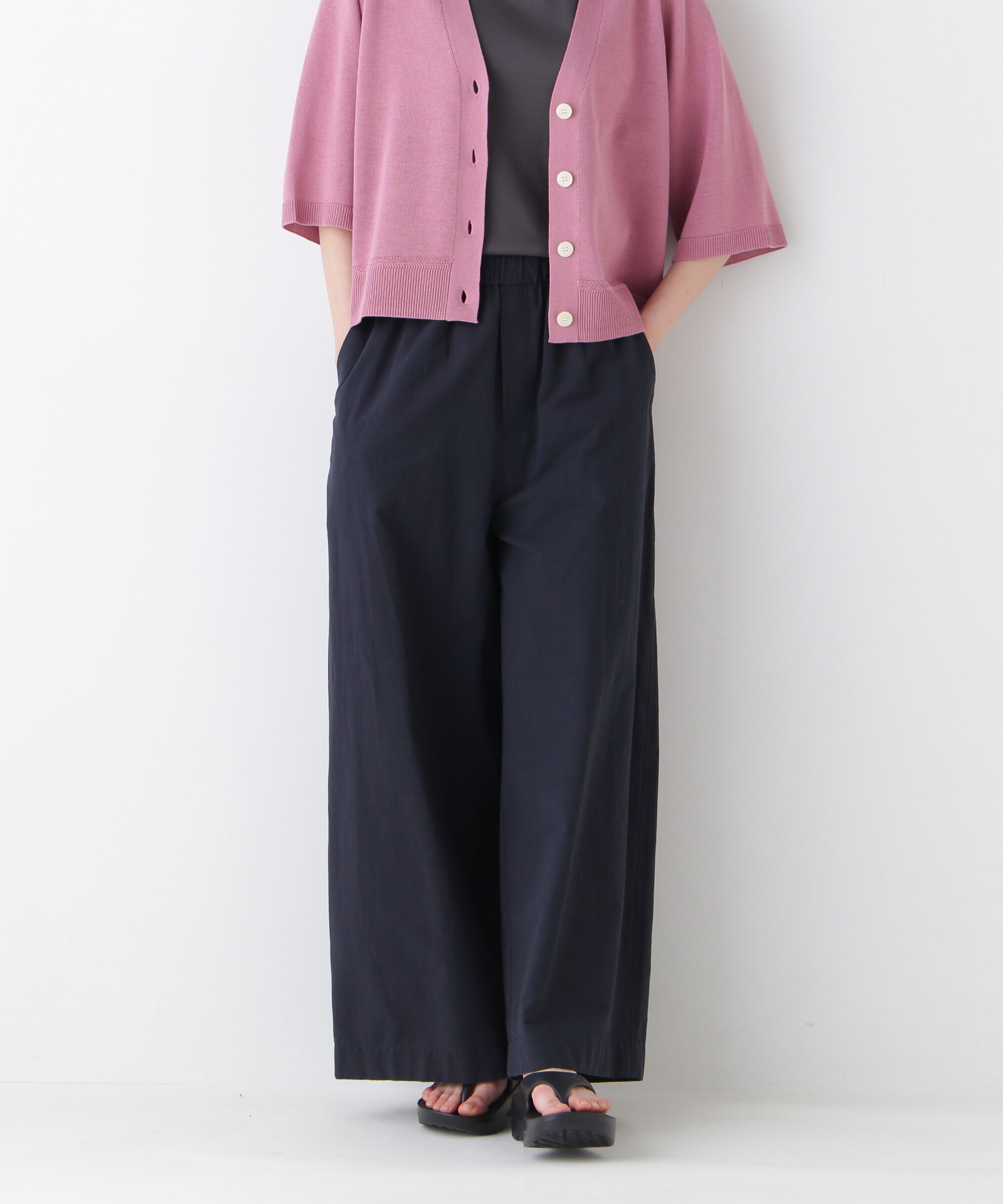  「◆コットンリネンウェザー近江晒シェフパンツ」|その他|ネイビー