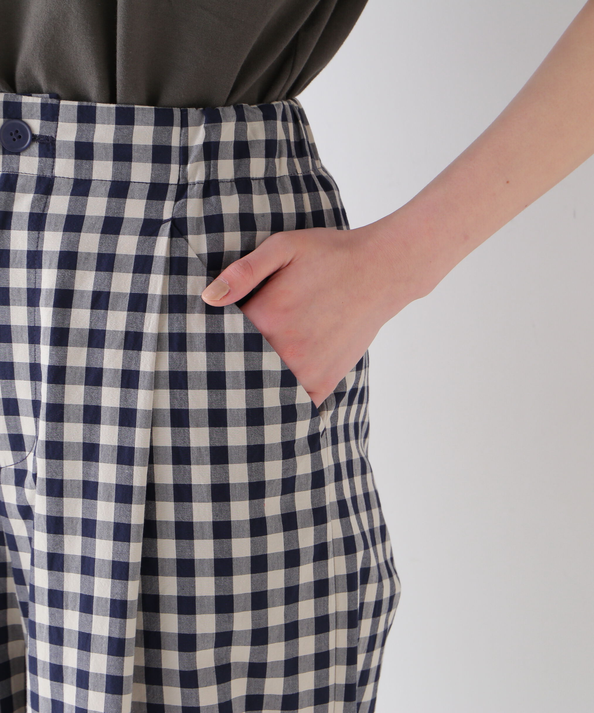  「◆ギンガムチェックワンタックセミワイドパンツ」|その他|