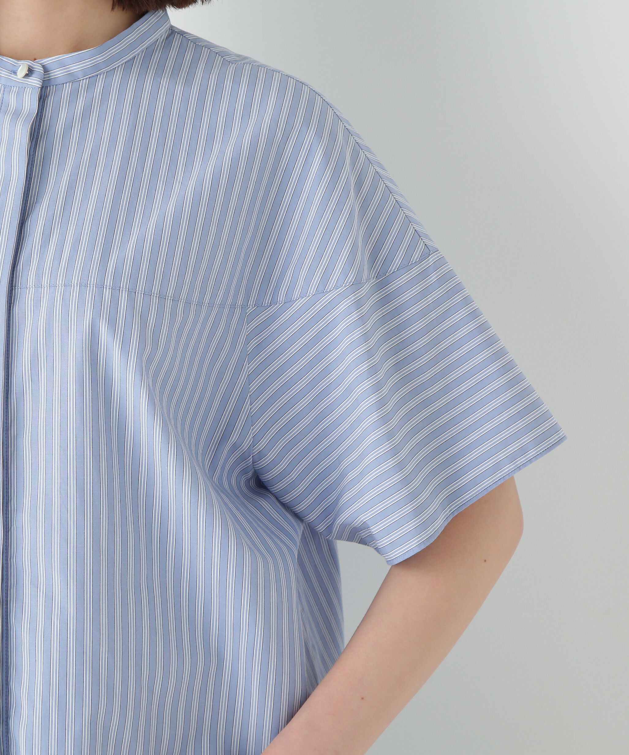  「◆ストライプローン６分袖ブラウス」|シャツ・ブラウス|