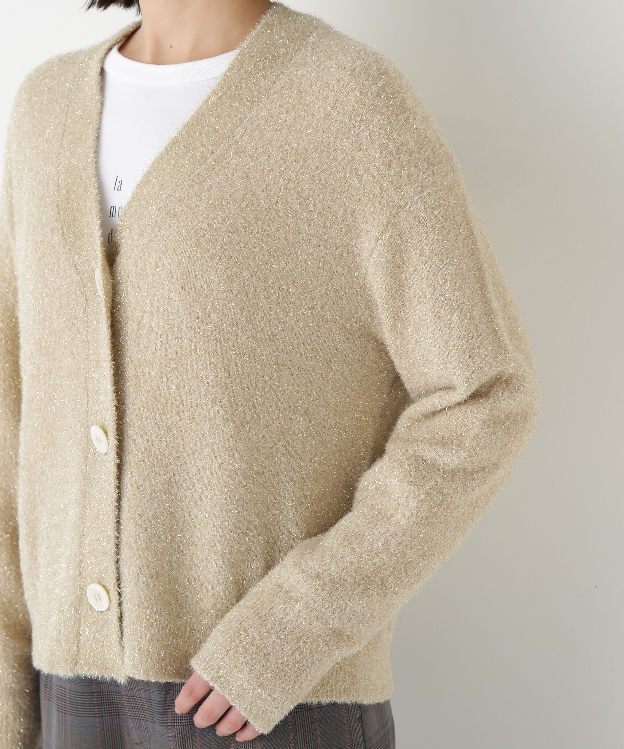  「◆ラメシャギーＶネックカーディガン」|ニット・セーター|