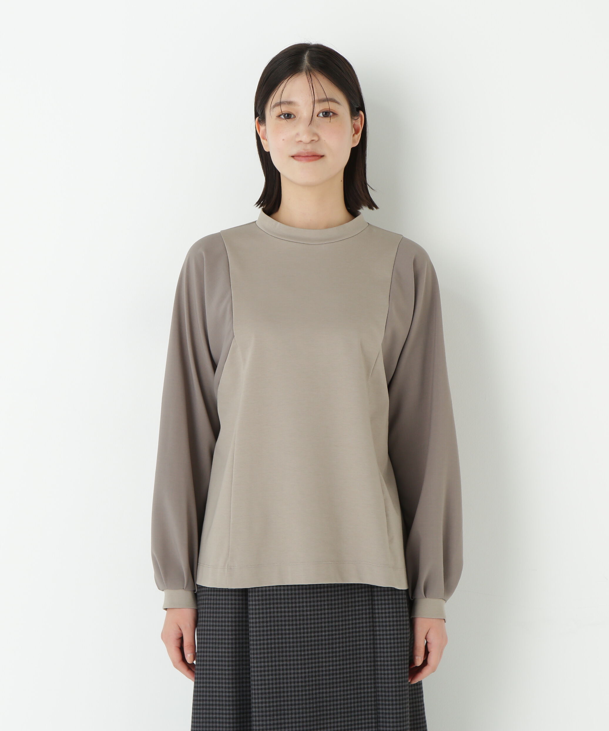  「◆ポンチ異素材ドッキングプルオーバー」|Tシャツ・カットソー|