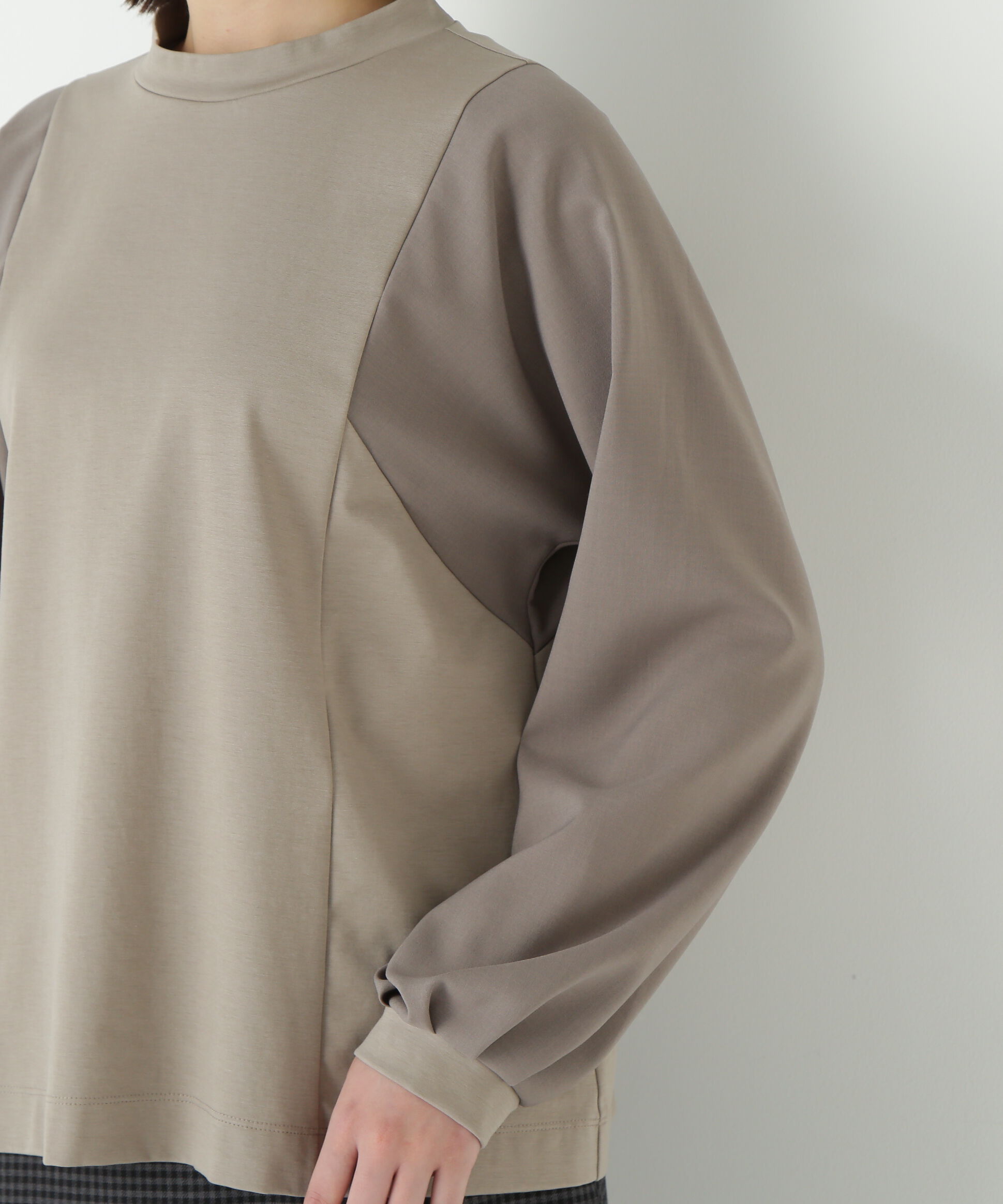  「◆ポンチ異素材ドッキングプルオーバー」|Tシャツ・カットソー|