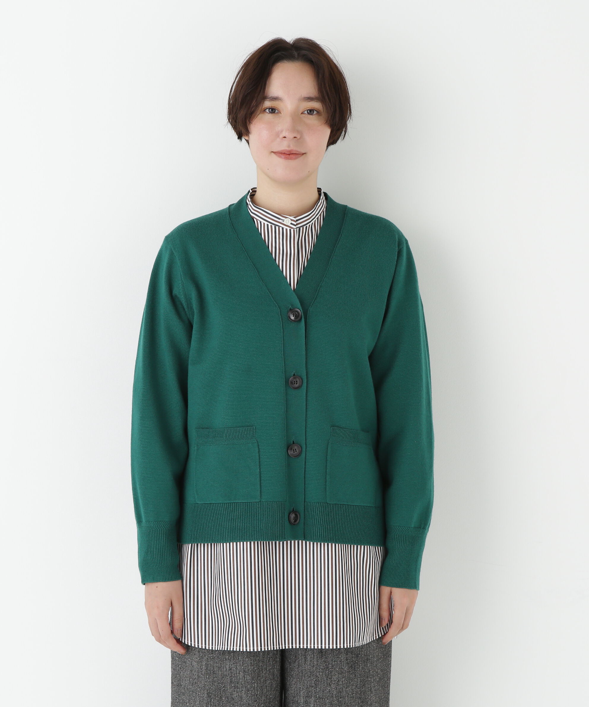  「◆ハイゲージプレーティングＶネックカーディガン」|ニット・セーター|