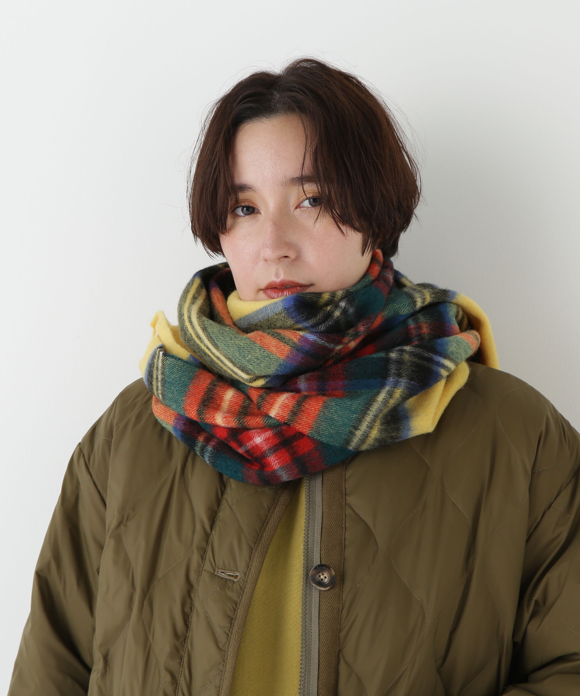  「◆チェックマフラー」|バンダナ・スカーフ|イエローチェ 3