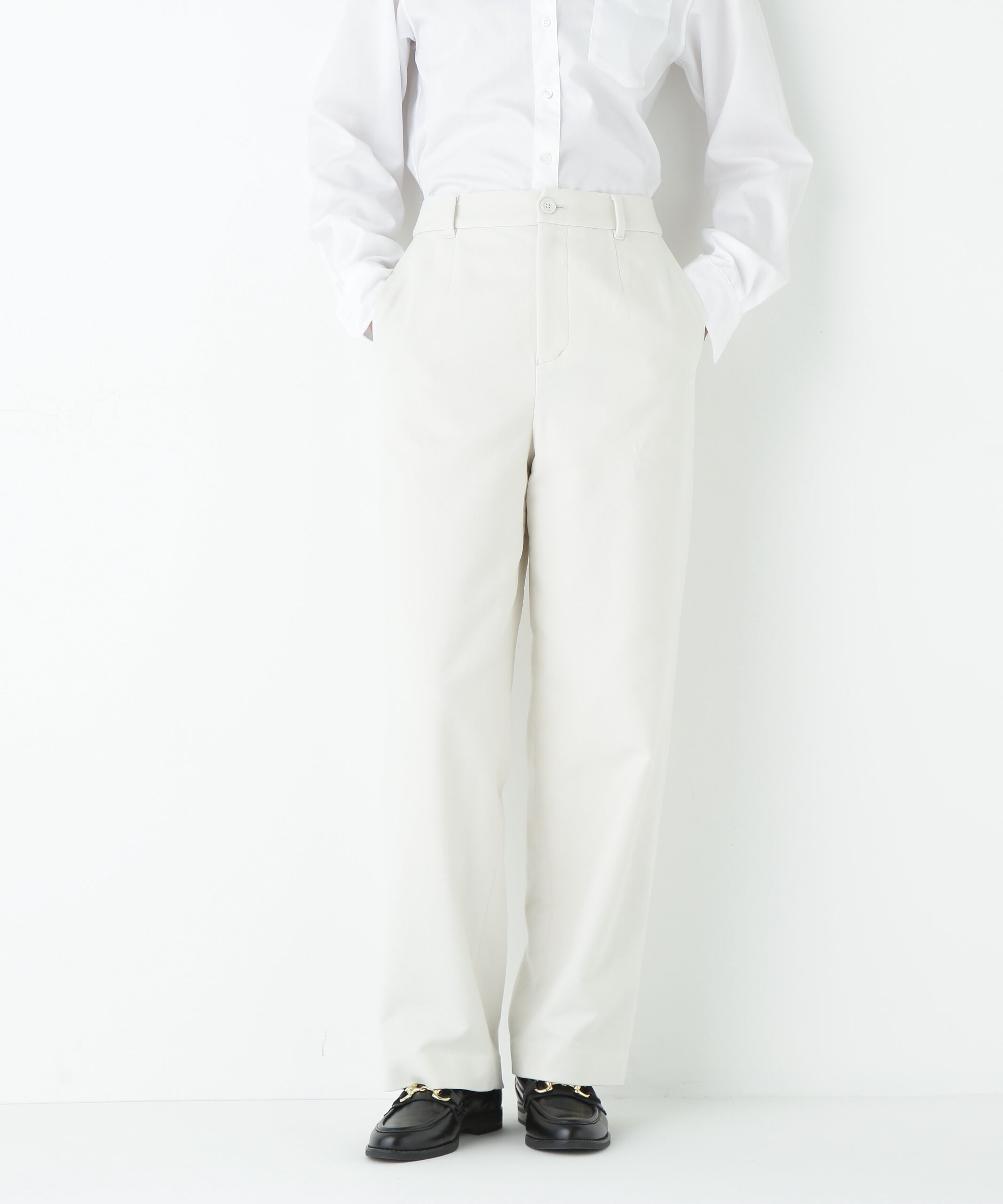  「≪マルチサイズ展開≫リクライドクロスセミワイドパンツ」|その他|ホワイト