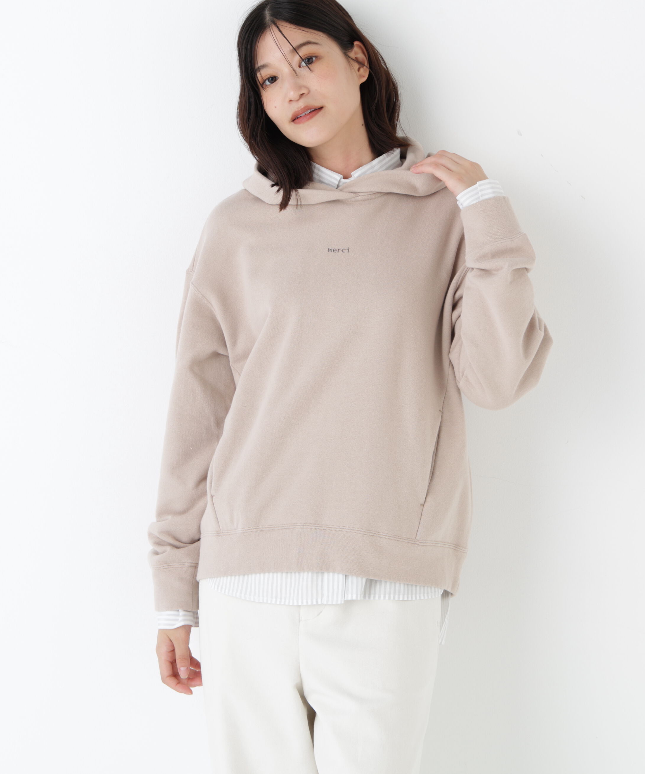  「裏毛ｍｅｒｃｉパーカー」|Tシャツ・カットソー|グレージュ2