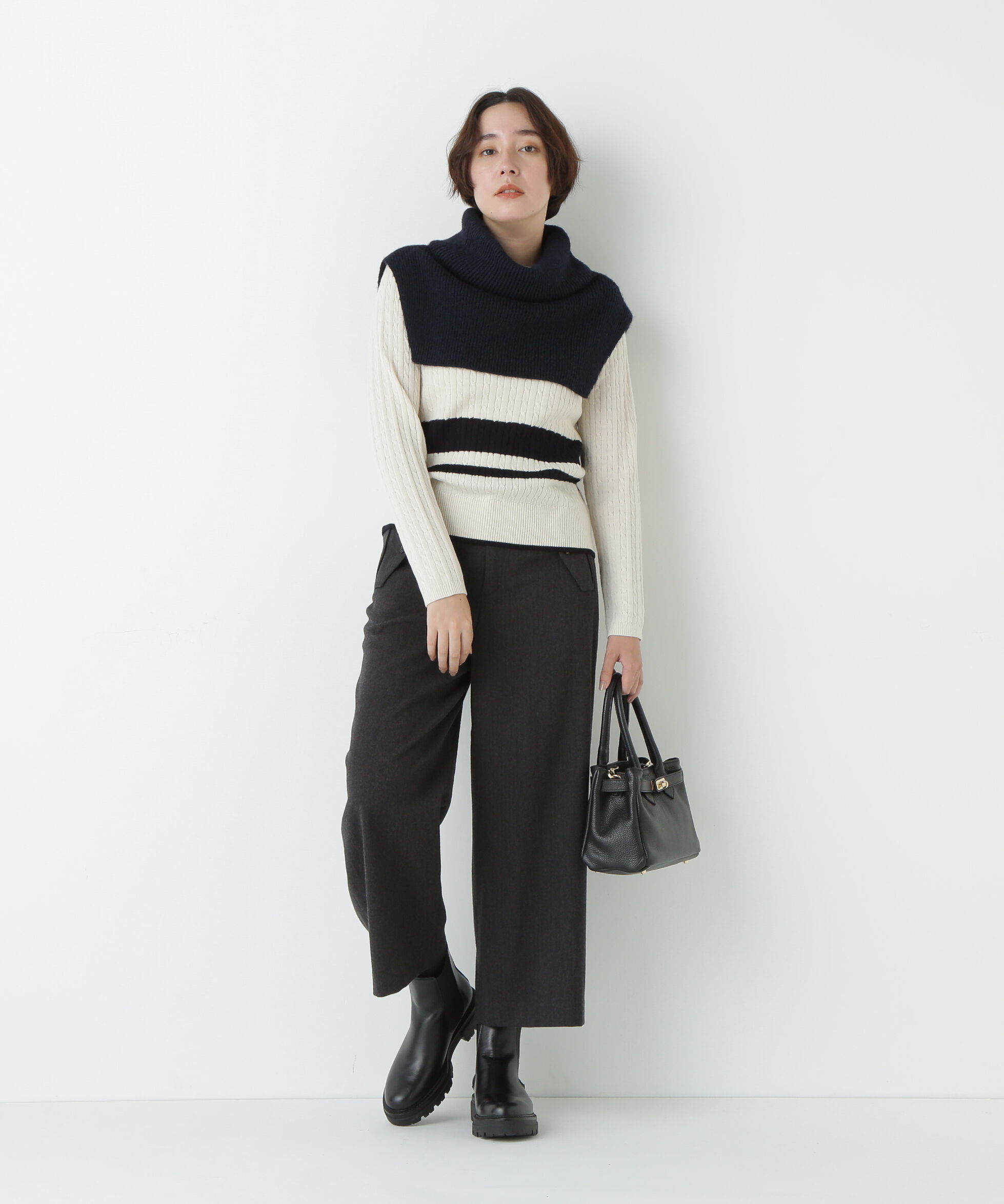  「ミニケーブル釦プルオーバー」|ニット・セーター|