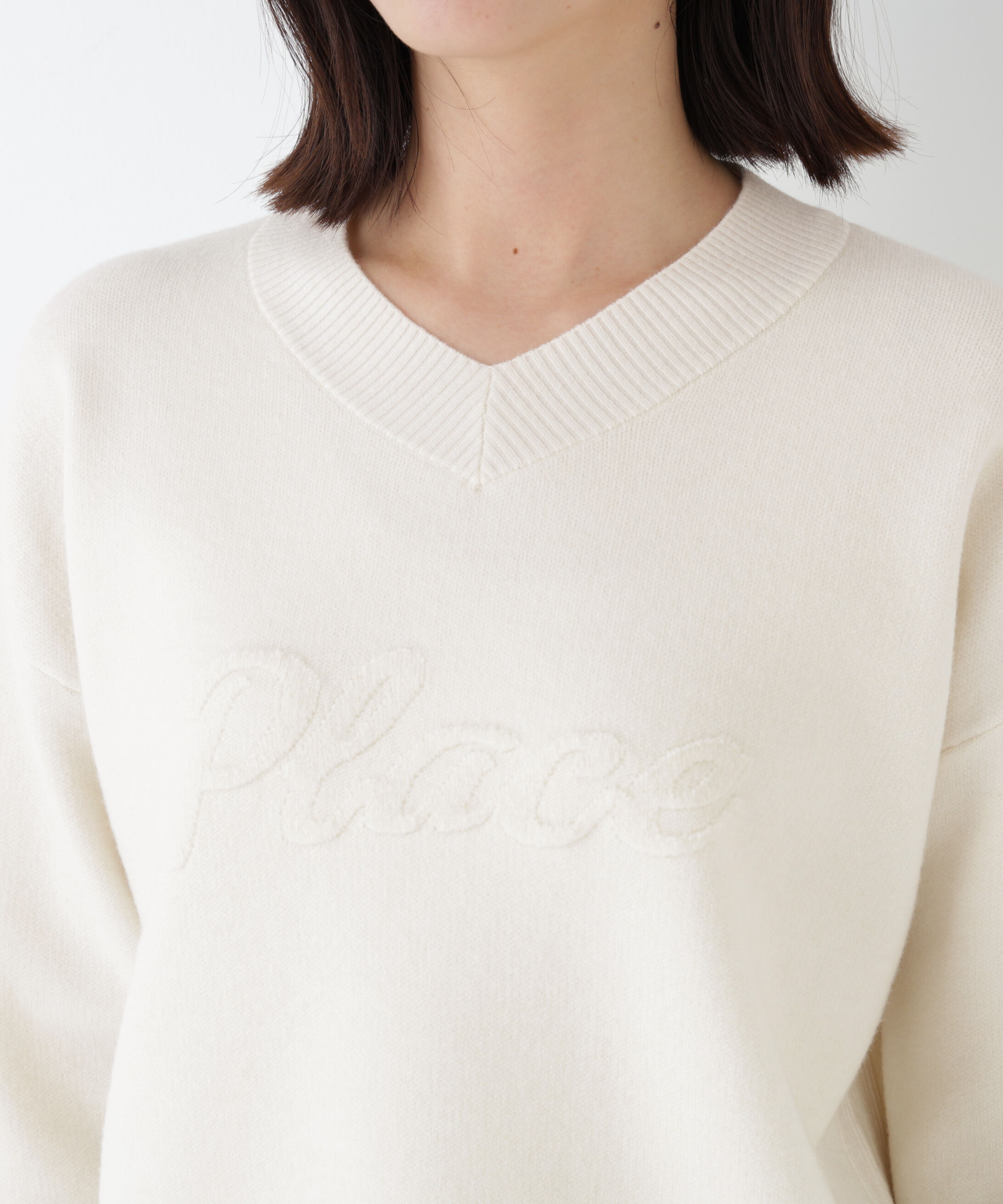  「◆レタードジャガードＶネックニット」|ニット・セーター|