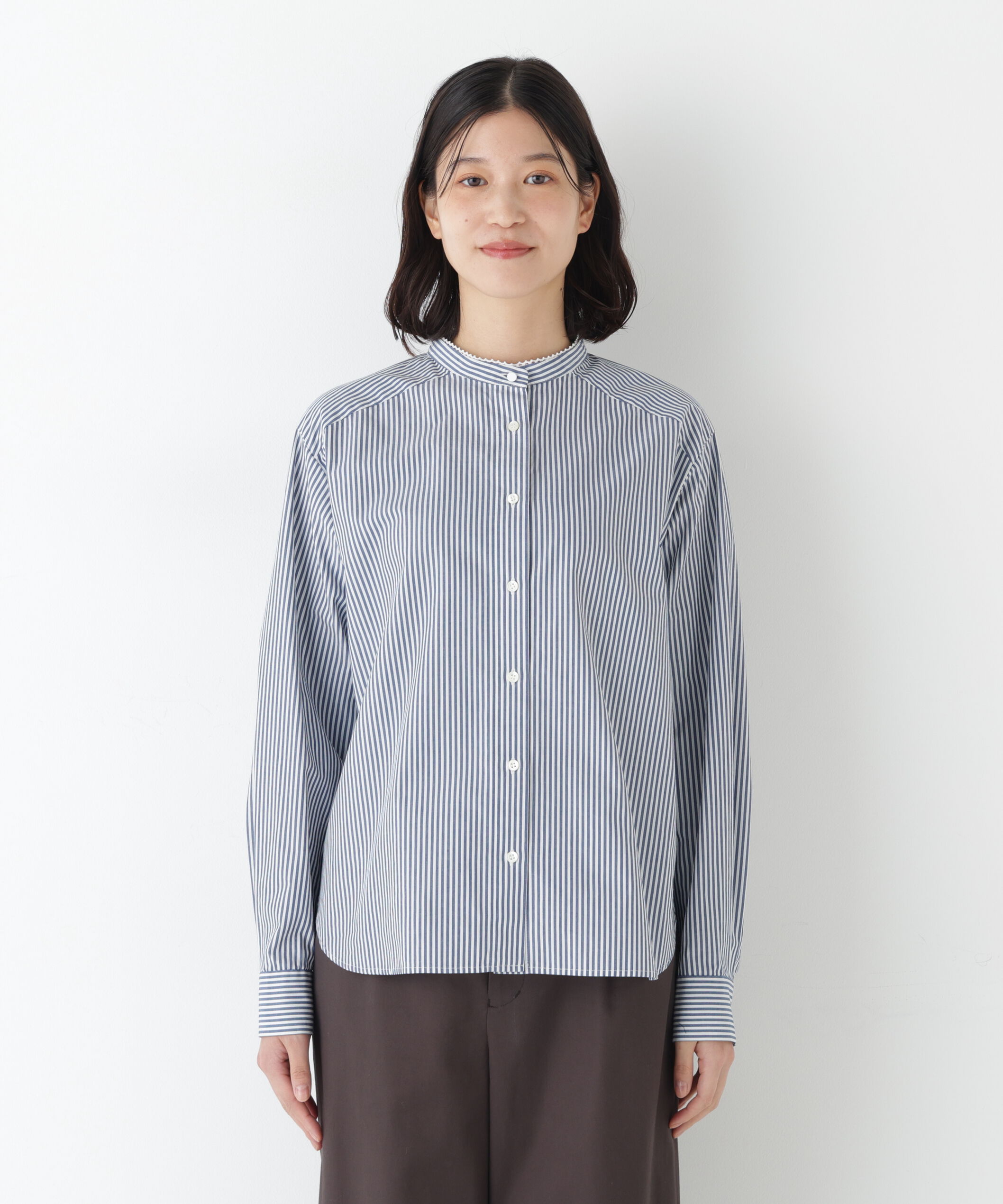  「◆ドビーストライプレースカラーブラウス」|シャツ・ブラウス|