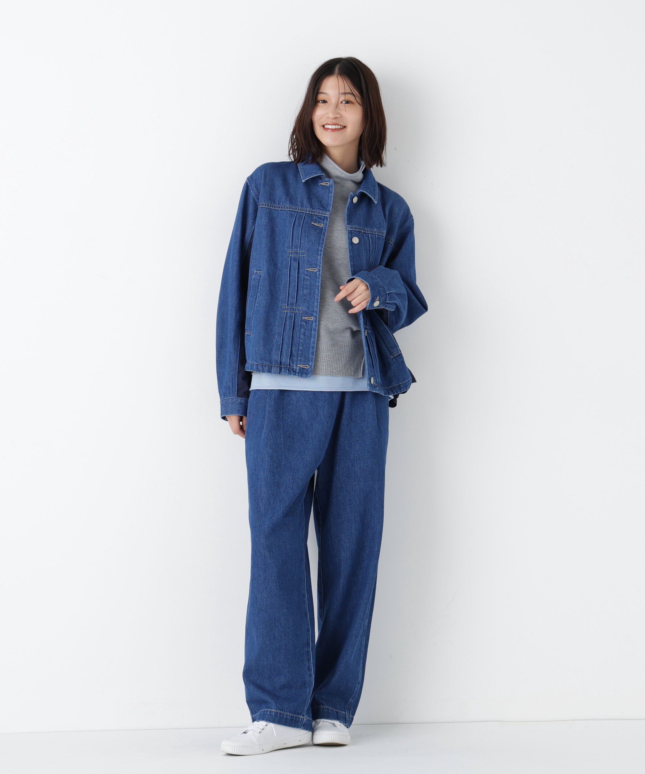  「◆《ウォッシャブル》ソフトデニムドッキングブルゾン」|ブルゾン・スタジャン|