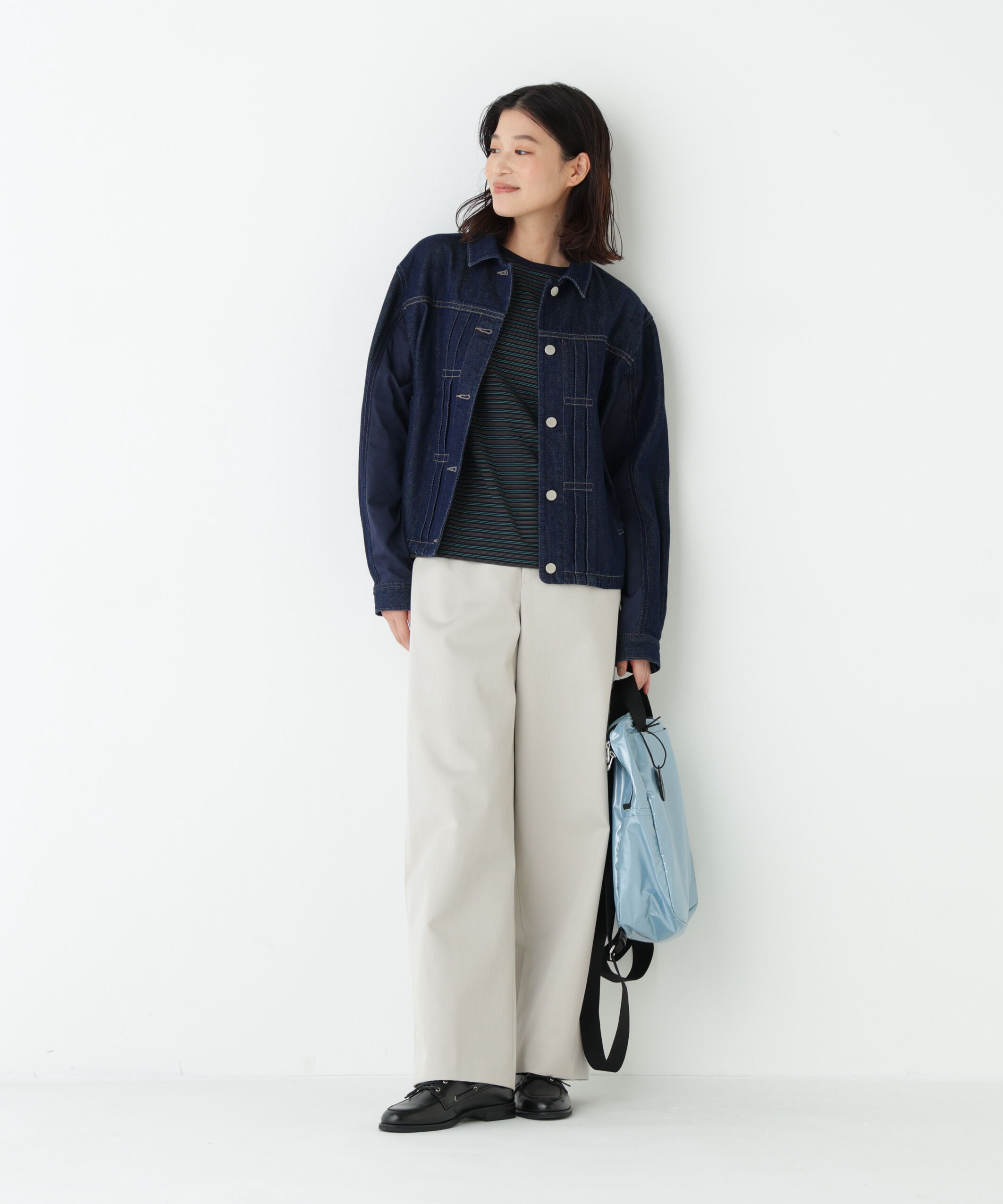  「◆《ウォッシャブル》ソフトデニムドッキングブルゾン」|ブルゾン・スタジャン|