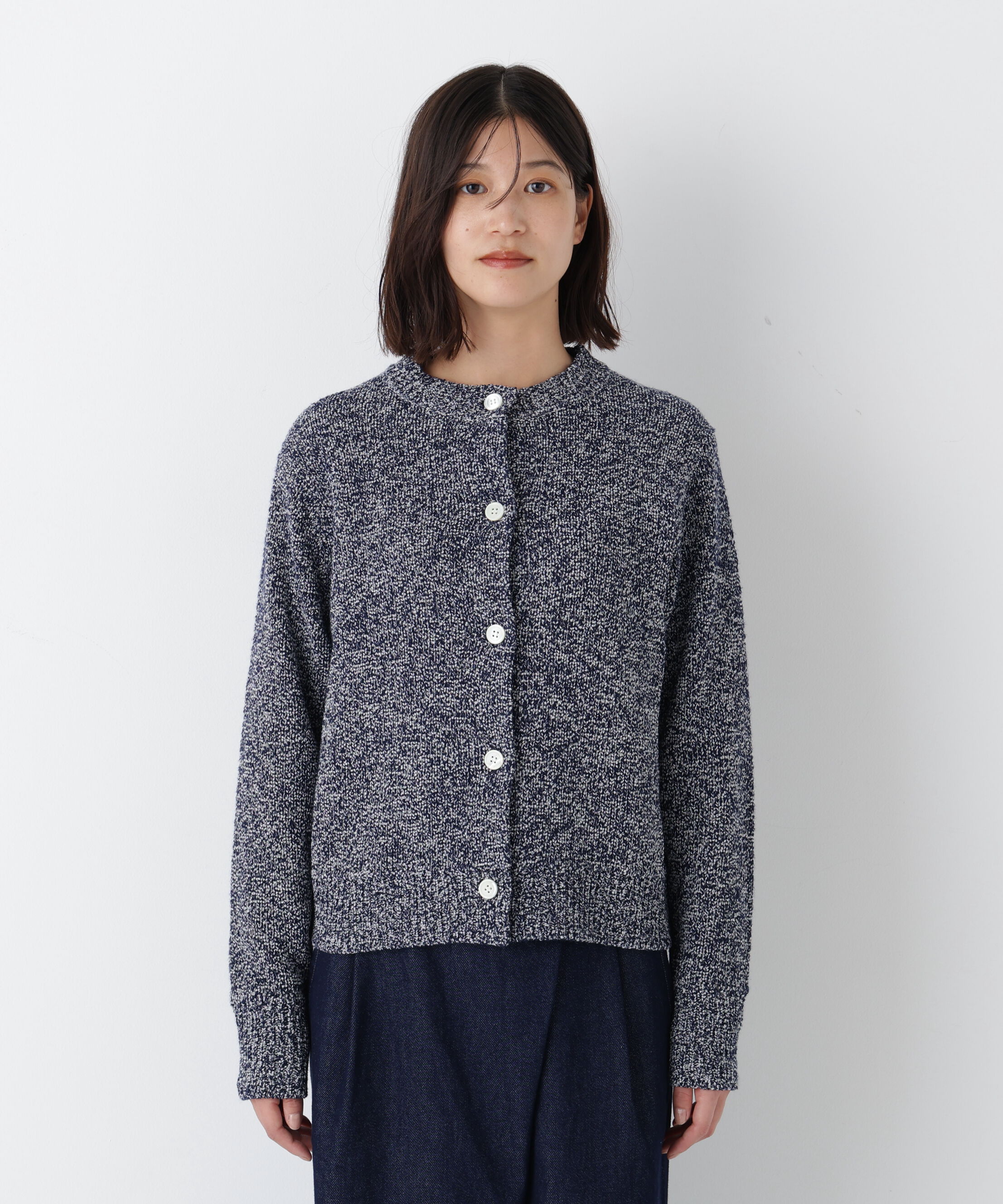  「◆《ウォッシャブル》ＭＩＸヤーンクルーネックカーディガン」|ニット・セーター|