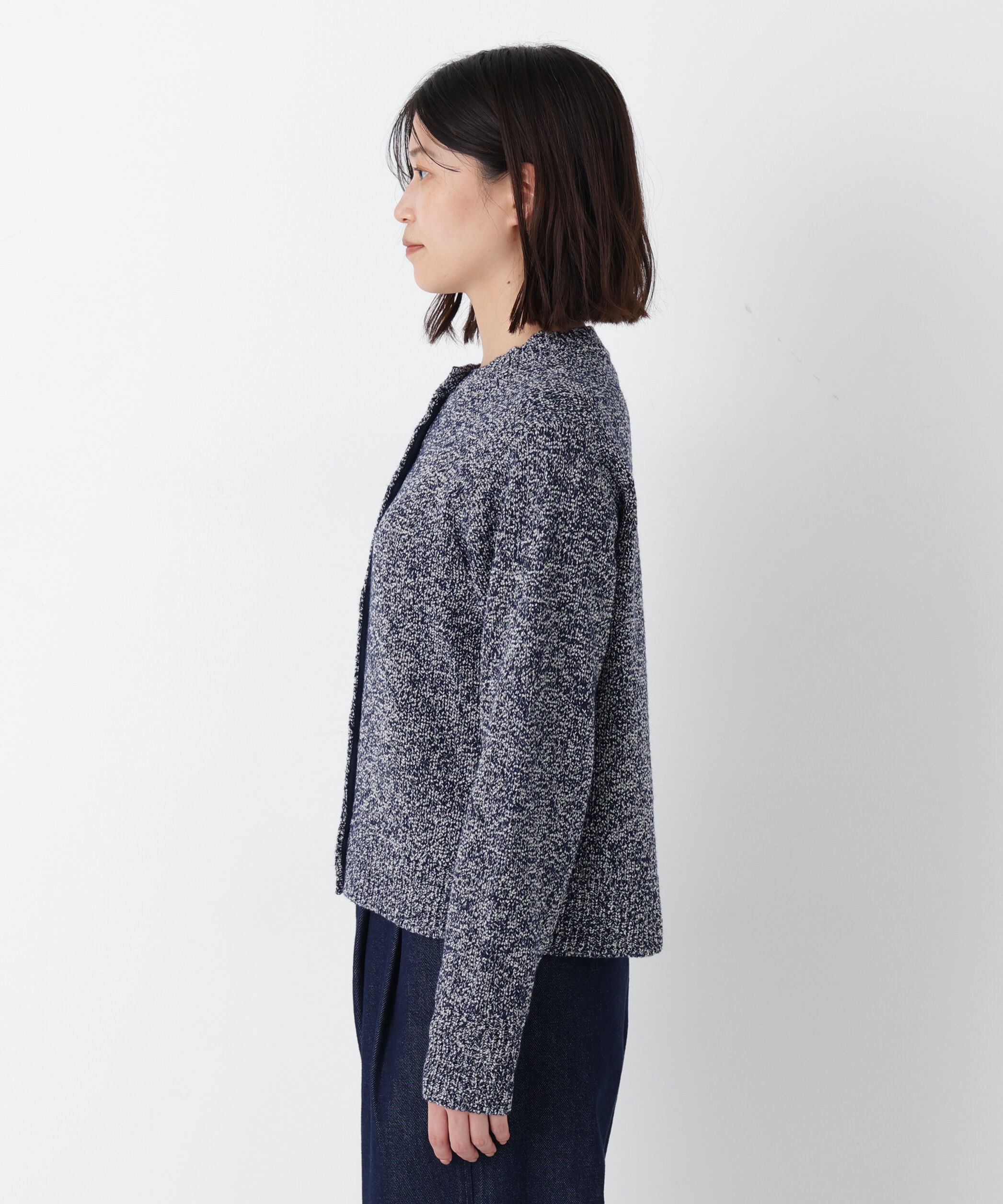  「◆《ウォッシャブル》ＭＩＸヤーンクルーネックカーディガン」|ニット・セーター|