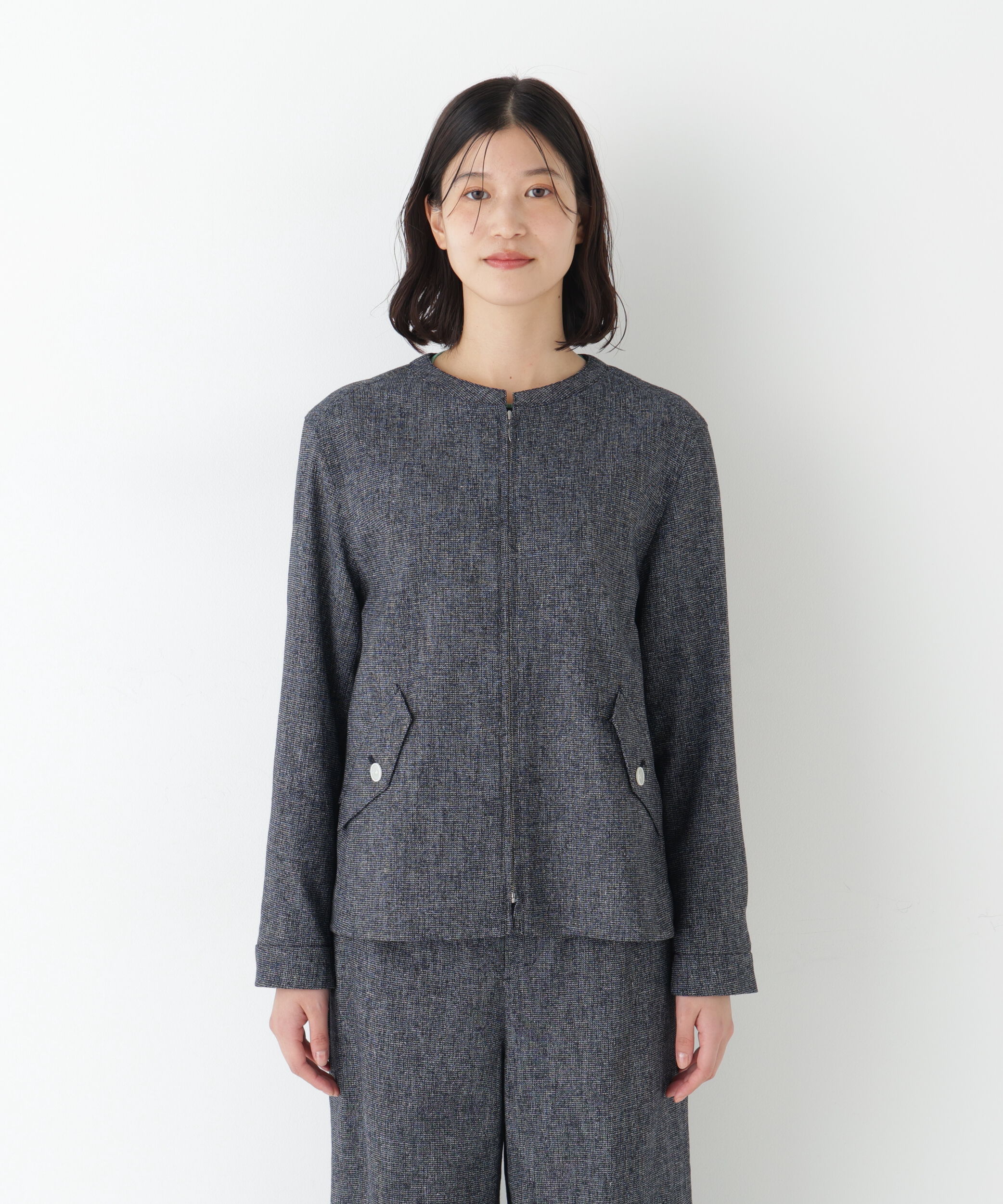  「◆《セットアップ可》リングツィードノーカラーブルゾン」|ブルゾン・スタジャン|