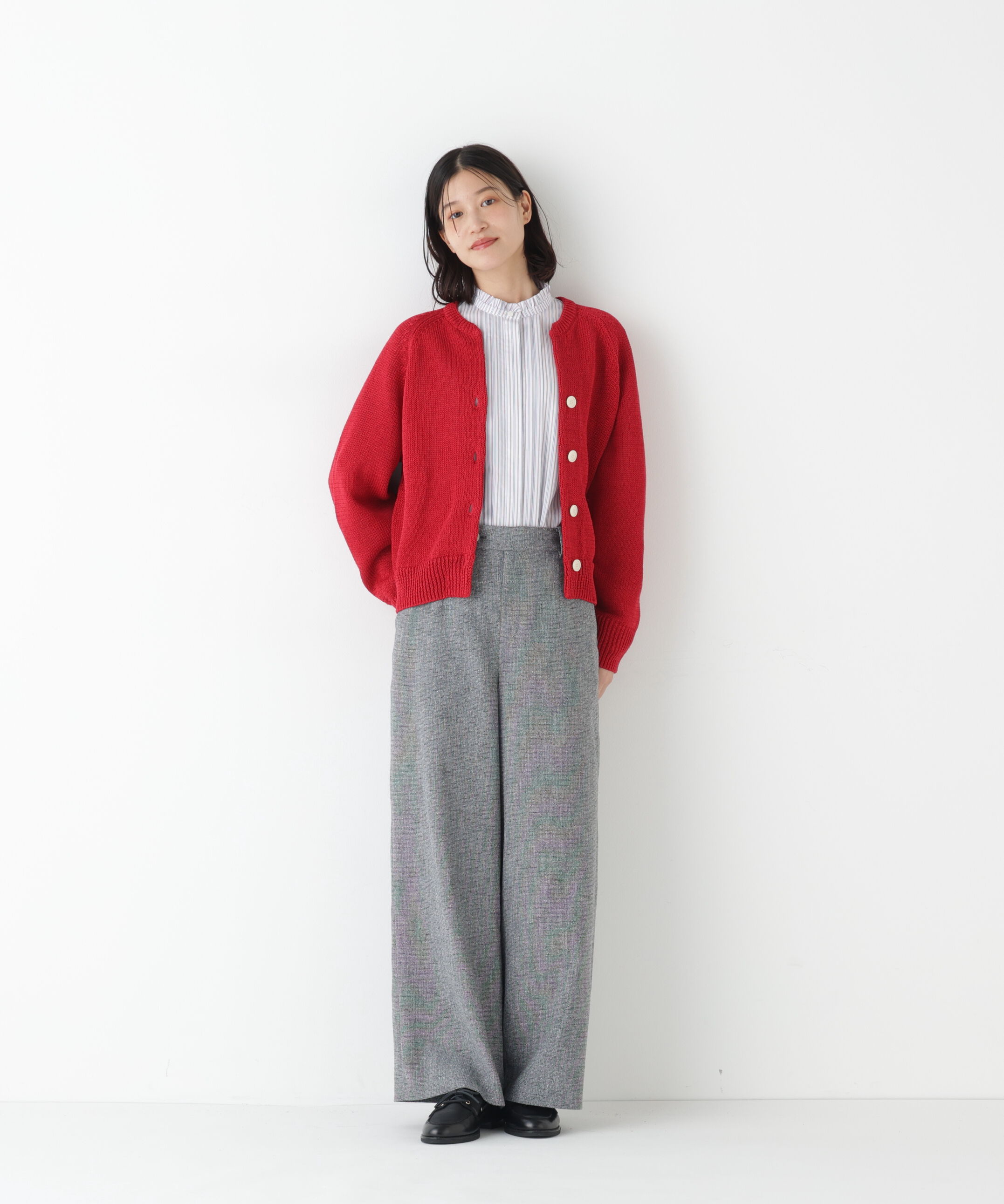  「◆《ウォッシャブル》ギマコットンキーネックカーディガン」|ニット・セーター|