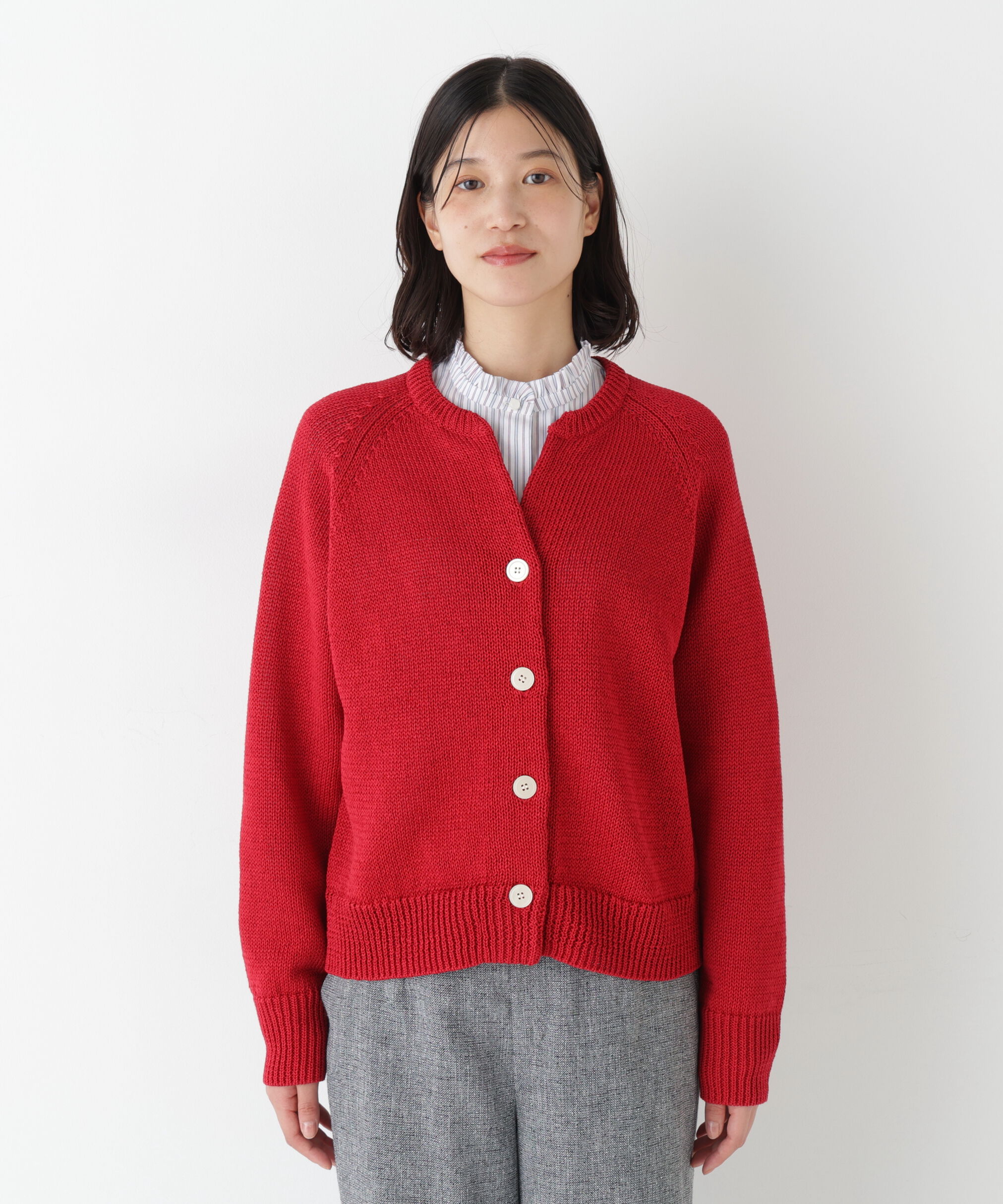  「◆《ウォッシャブル》ギマコットンキーネックカーディガン」|ニット・セーター|