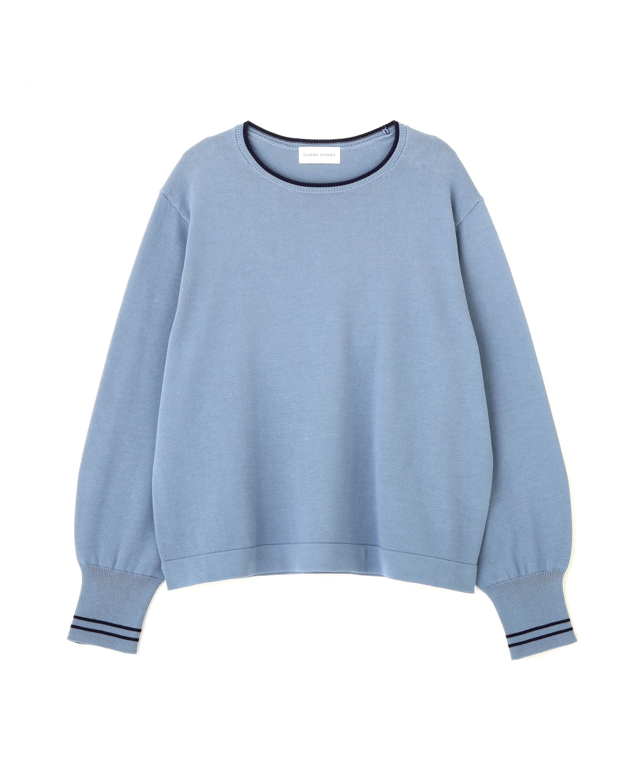  「◆《ウォッシャブル》オーガニックコットン混ライン入プルオーバー」|ニット・セーター|