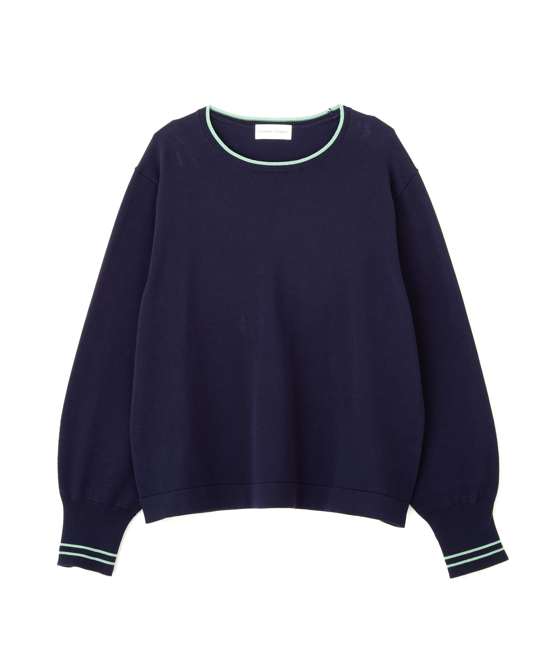  「◆《ウォッシャブル》オーガニックコットン混ライン入プルオーバー」|ニット・セーター|