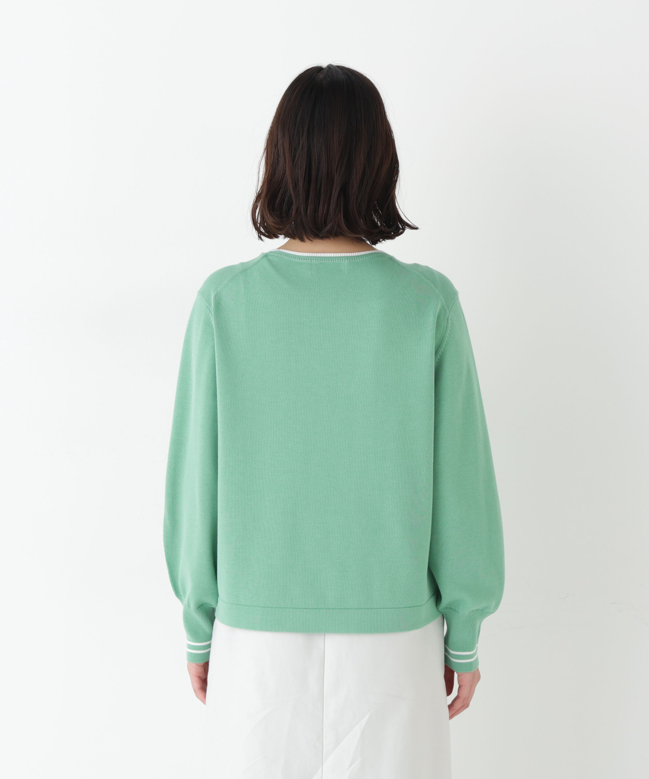  「◆《ウォッシャブル》オーガニックコットン混ライン入プルオーバー」|ニット・セーター|