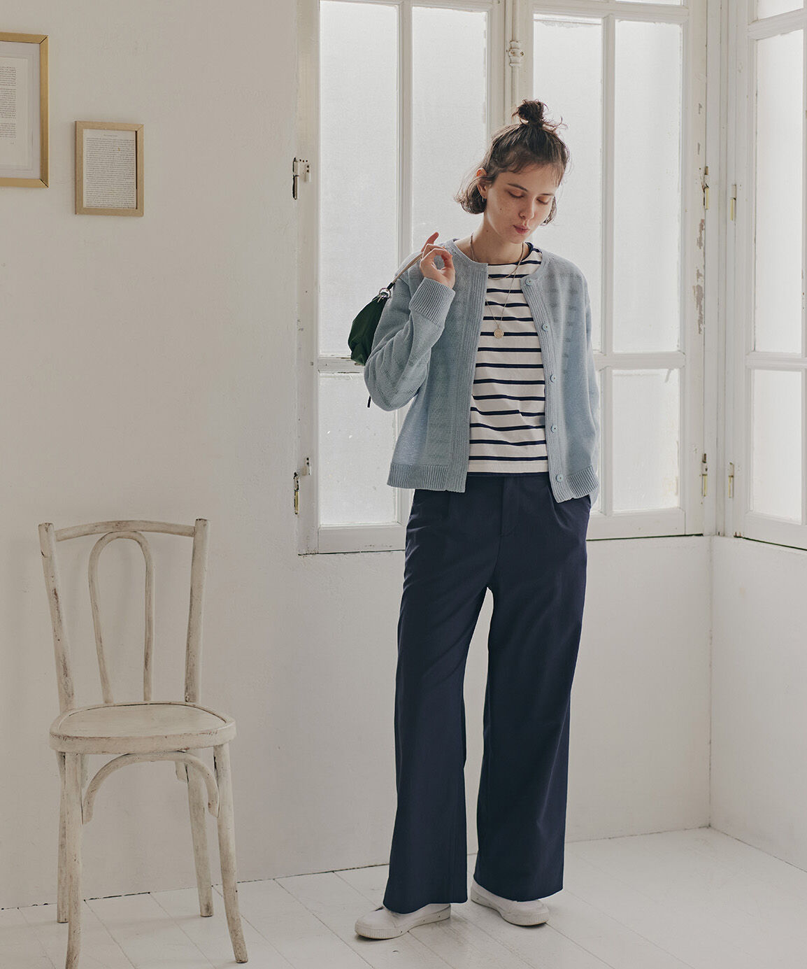  「◆《ウォッシャブル》ミドルゲージギマクルーネックカーディガン」|ニット・セーター|