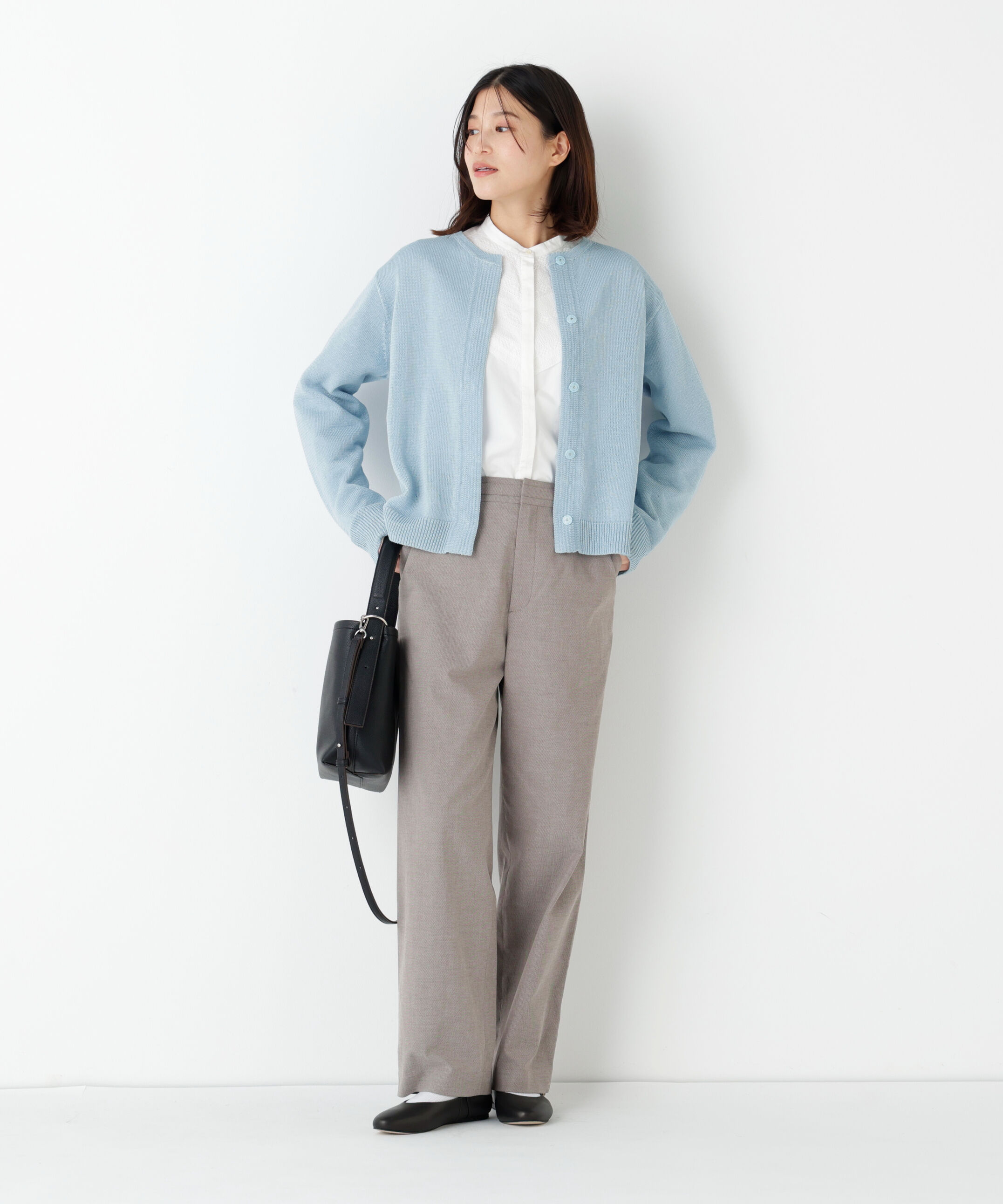  「◆《ウォッシャブル》ミドルゲージギマクルーネックカーディガン」|ニット・セーター|