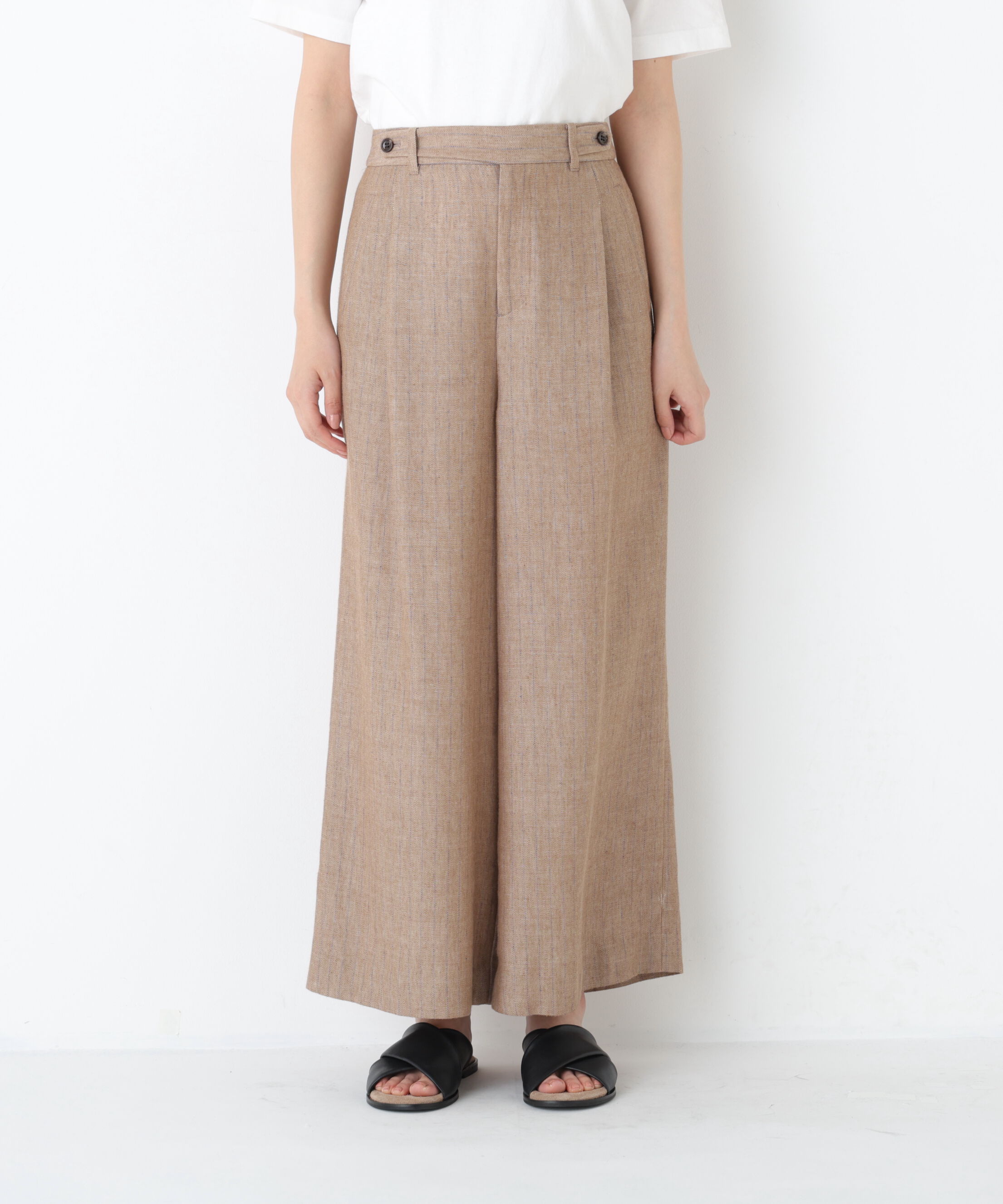  「◆《マルチサイズ/ウォッシャブル》ドライタッチリネン混ガウチョパンツ」|その他|