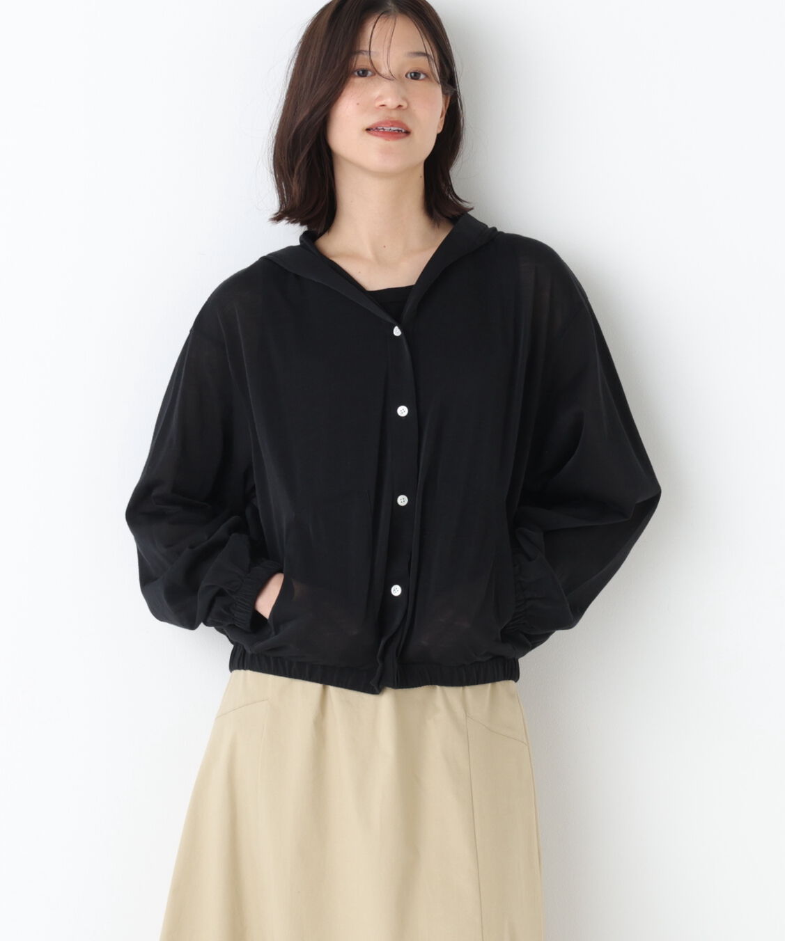  「◆シアー天竺フーディーハオリ」|Tシャツ・カットソー|ブラック