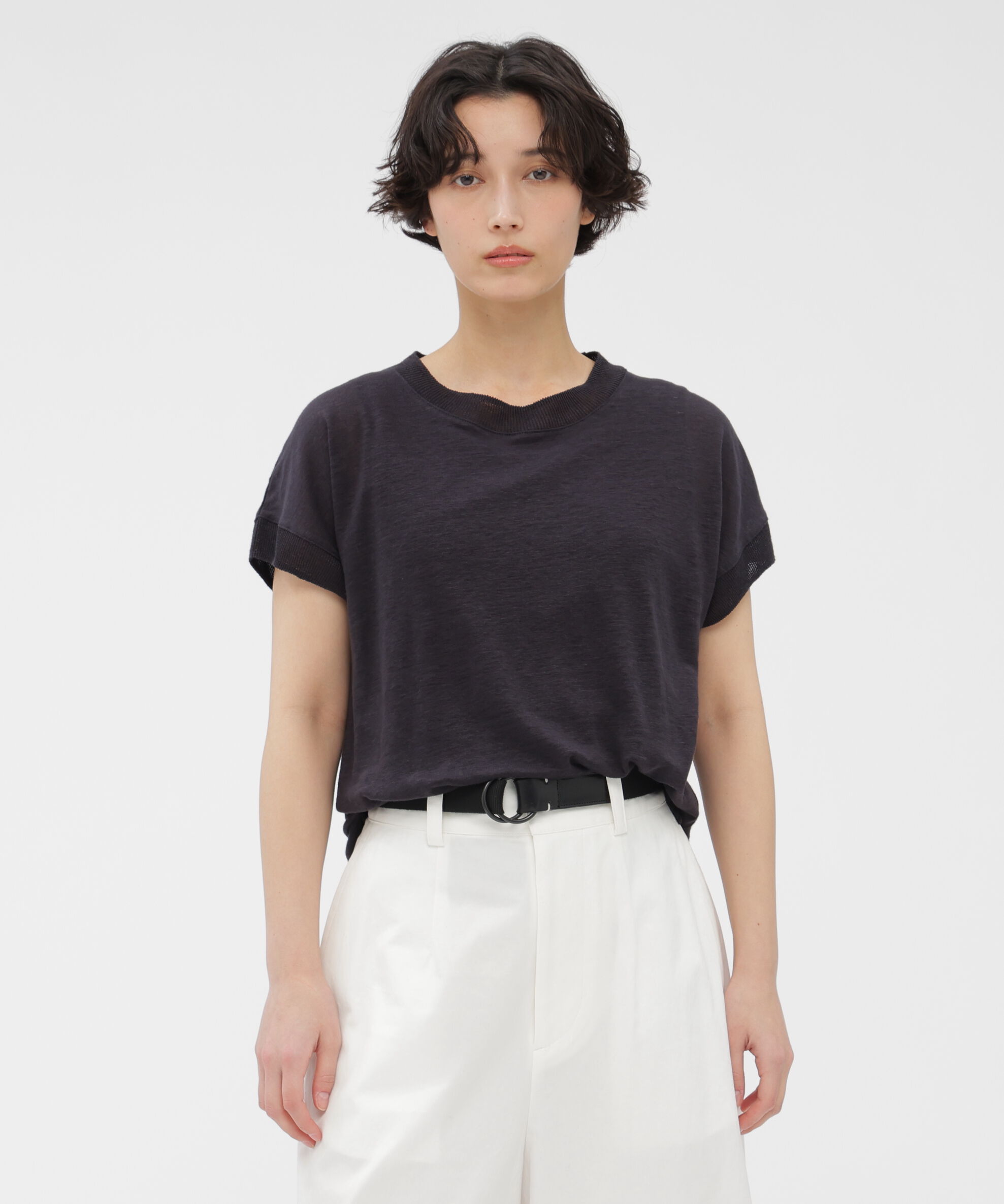  「LINEN JERSEY TOP」|Tシャツ・カットソー|NAVY