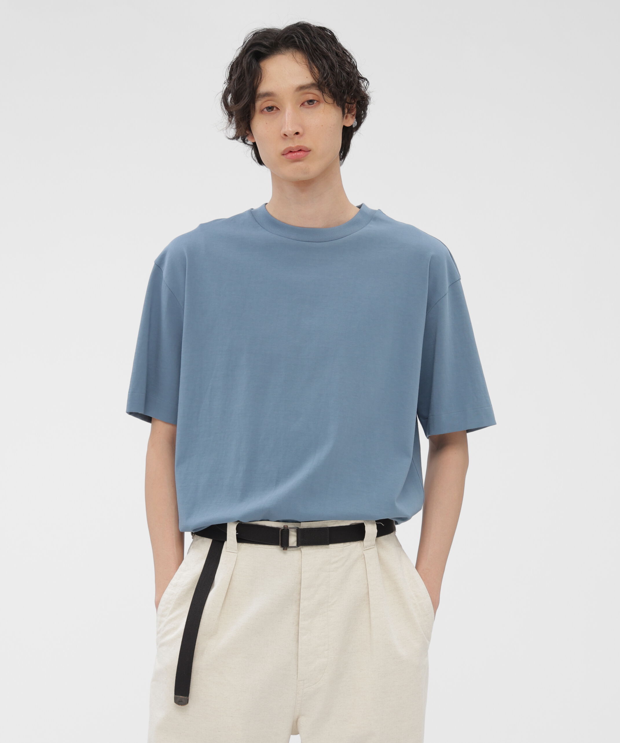 MARGARET HOWELL「FINE DENSE COTTON JERSEY TOP」|Tシャツ・カットソー|MID BLUE3