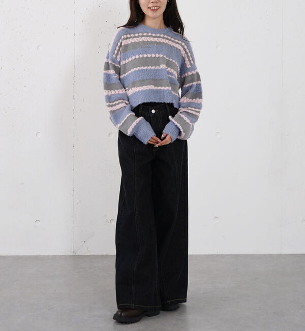 archives「ロゴ刺繍ワイドデニム」|デニム|