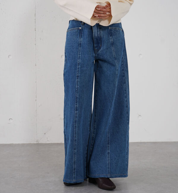archives「ロゴ刺繍ワイドデニム」|デニム|ROYAL BLUE