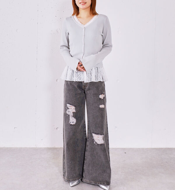 archives「ダメージレースフレアデニム」|デニム|