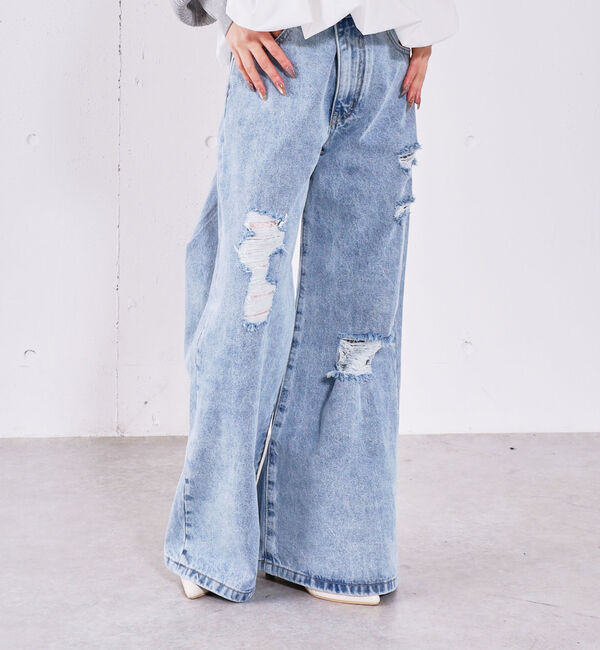 archives「ダメージレースフレアデニム」|デニム|