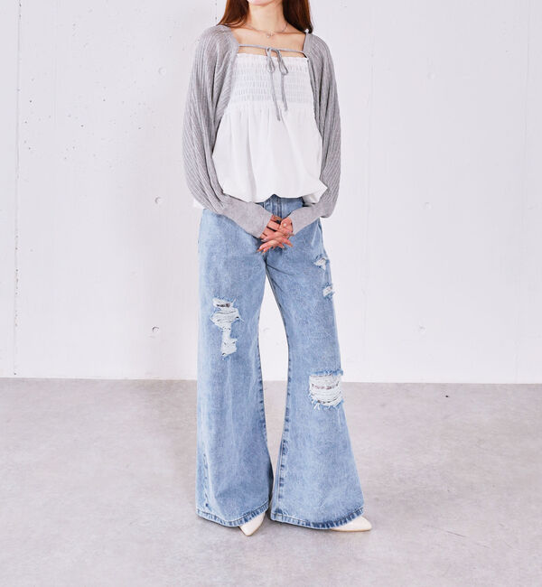 archives「ダメージレースフレアデニム」|デニム|
