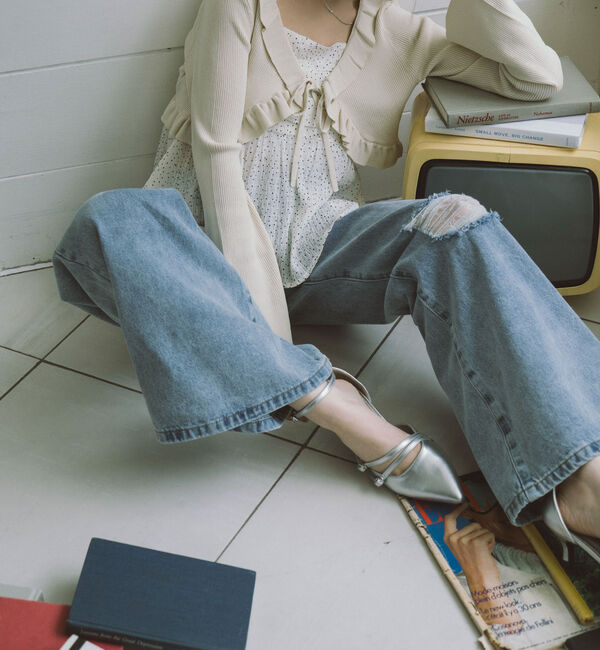 archives「ダメージレースフレアデニム」|デニム|