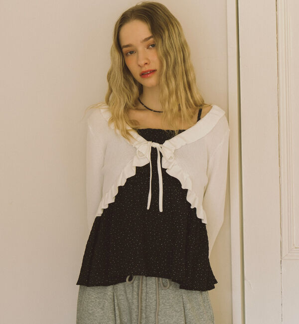 archives「フリルニットＣＤ&times;ドットキャミビスチェＳＥＴ」|カーディガン|OFF WHITE