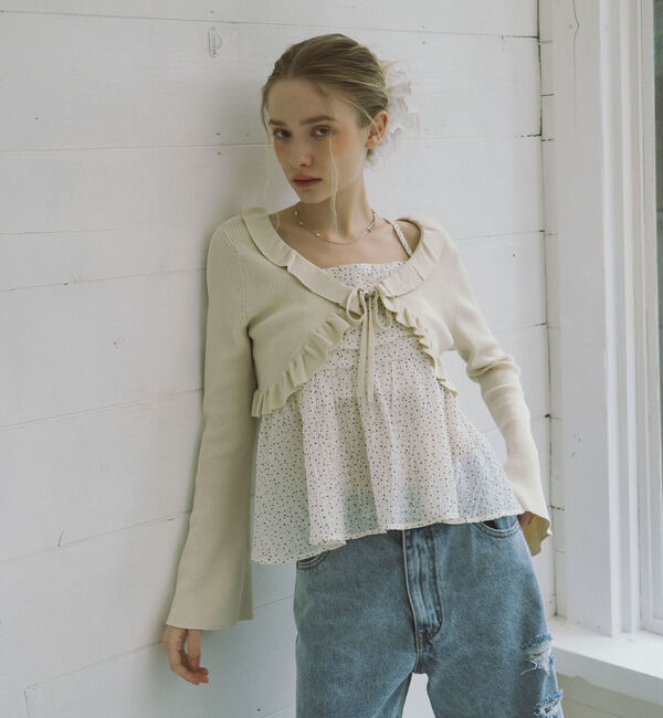 archives「フリルニットＣＤ&times;ドットキャミビスチェＳＥＴ」|カーディガン|