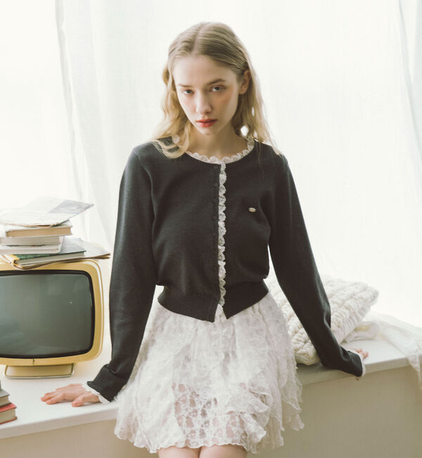 archives「レースレイヤードニットカーディガン」|カーディガン|