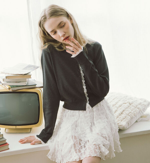 archives「レースレイヤードニットカーディガン」|カーディガン|