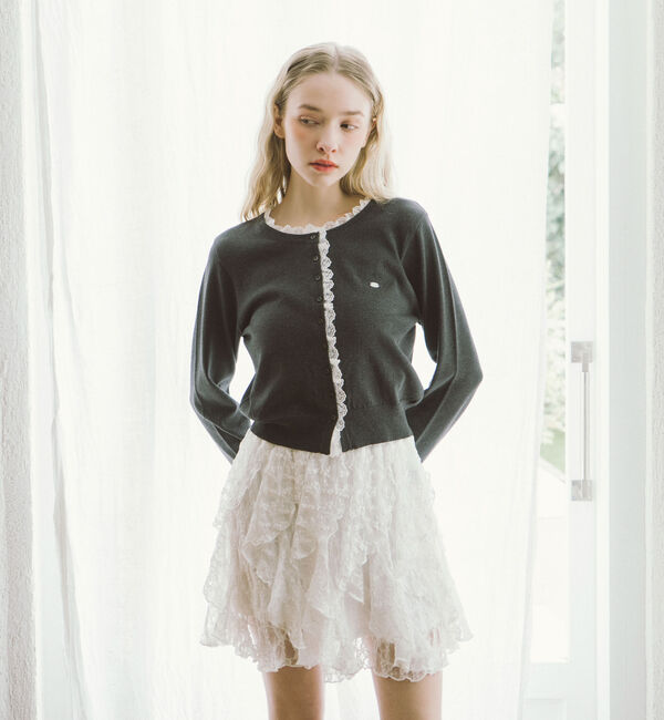 archives「レースレイヤードニットカーディガン」|カーディガン|