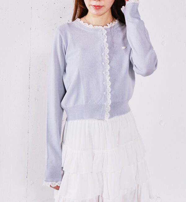 archives「レースレイヤードニットカーディガン」|カーディガン|