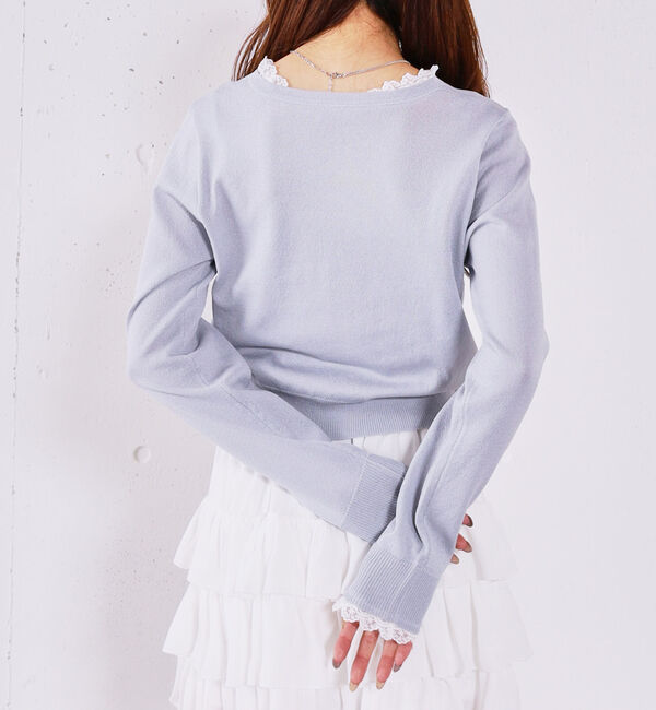 archives「レースレイヤードニットカーディガン」|カーディガン|