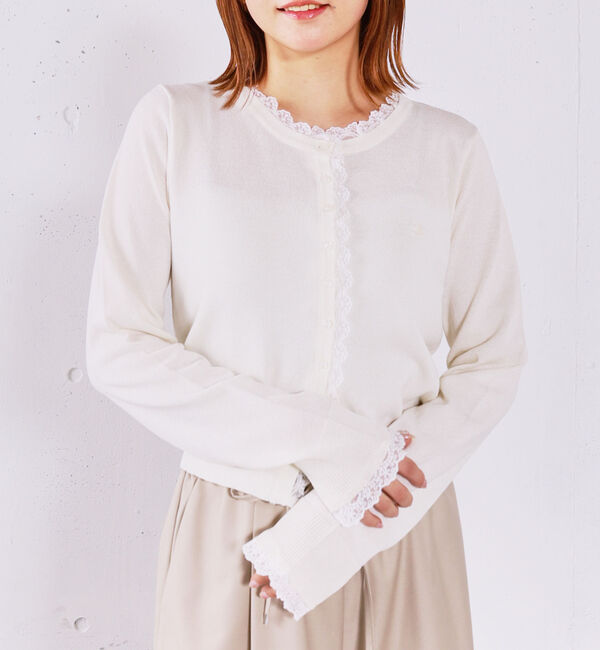 archives「レースレイヤードニットカーディガン」|カーディガン|IVORY
