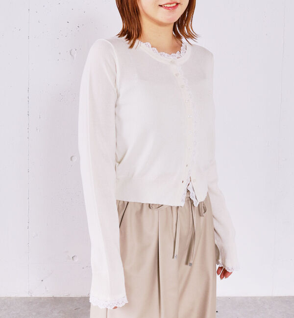 archives「レースレイヤードニットカーディガン」|カーディガン|