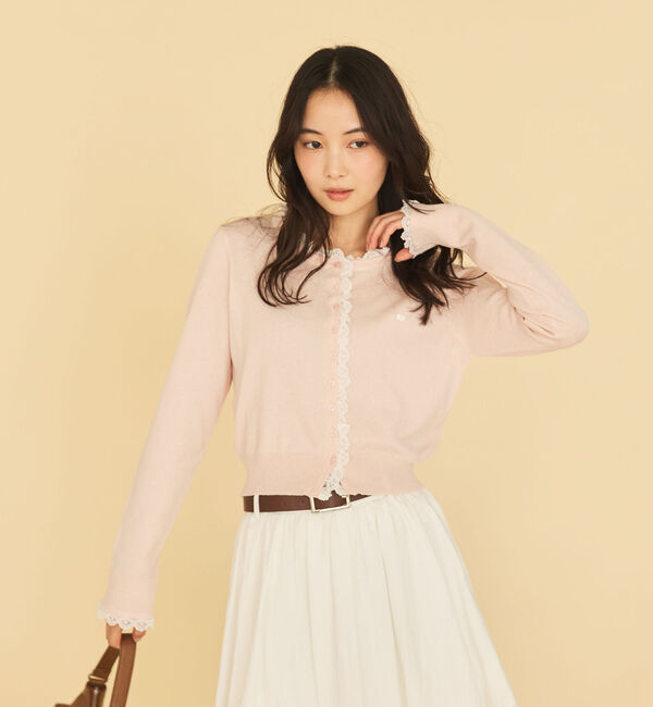 archives「レースレイヤードニットカーディガン」|カーディガン|