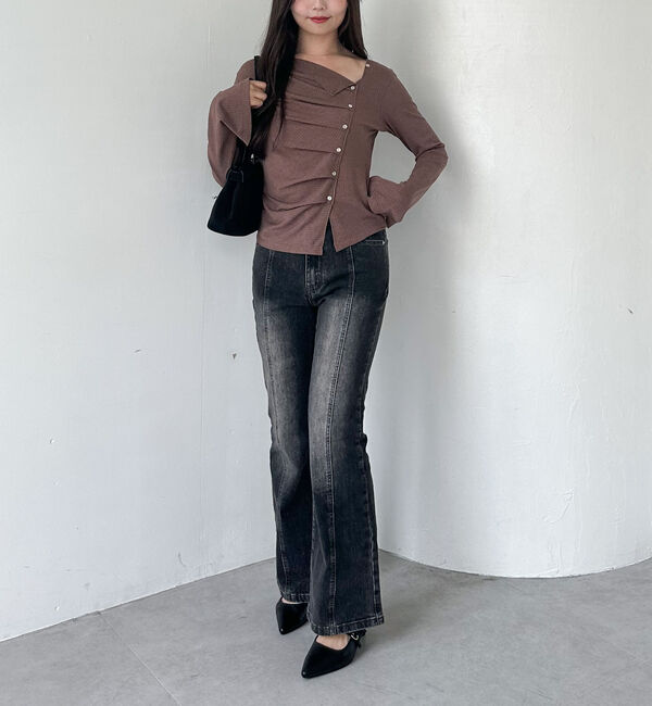 archives「【ＯＮかわ】２ｗａｙアシメボタンカットＴＯＰＳ」|Tシャツ・カットソー|