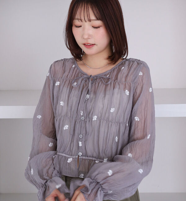 archives「花柄刺繍ギャザーブラウス」|シャツ・ブラウス|