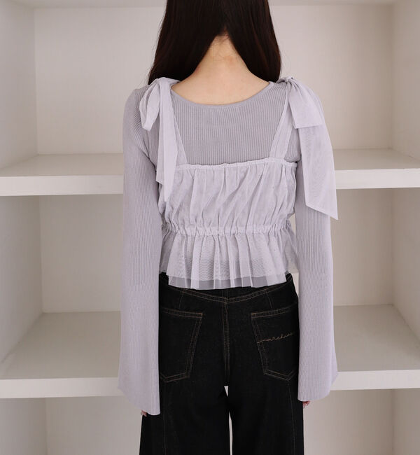 archives「ラインストーンチュールビスチェ&times;リブニットＳＥＴ」|カーディガン|