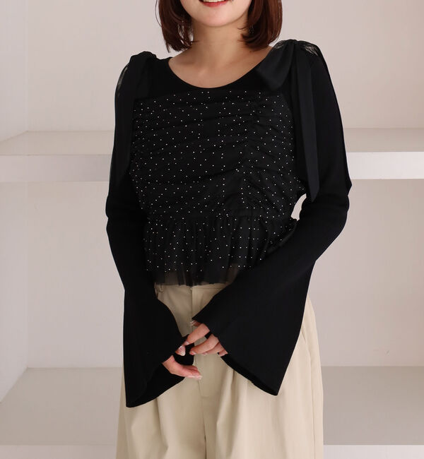 archives「ラインストーンチュールビスチェ&times;リブニットＳＥＴ」|カーディガン|